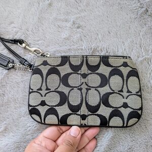 Coach Black and Gray Patterned Wristlet